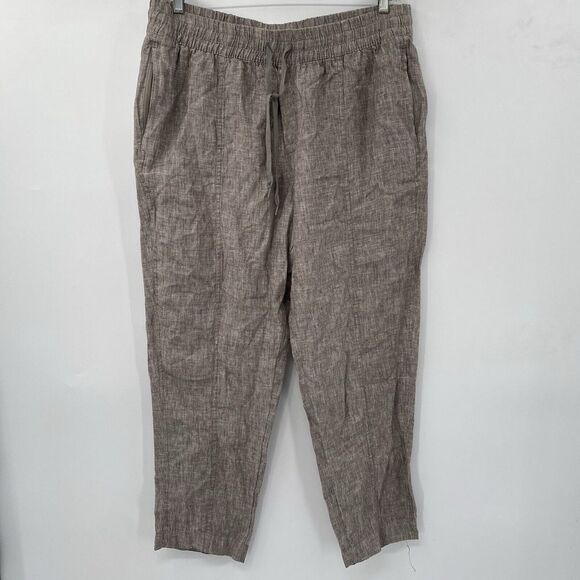 Athleta Women's XL Linen Beige Drawstring Elastic‎ Waist Band Pull On Pants - Picture 2 of 5